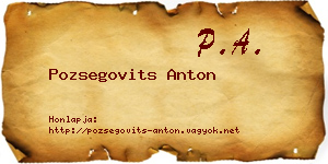 Pozsegovits Anton névjegykártya